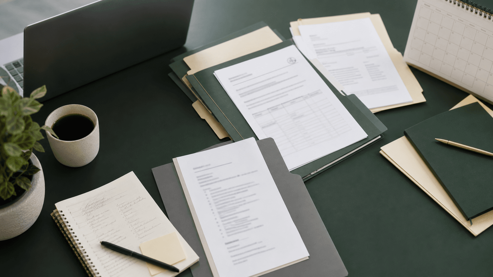 Applicant arranging official PhD application documents in a clear workspace.