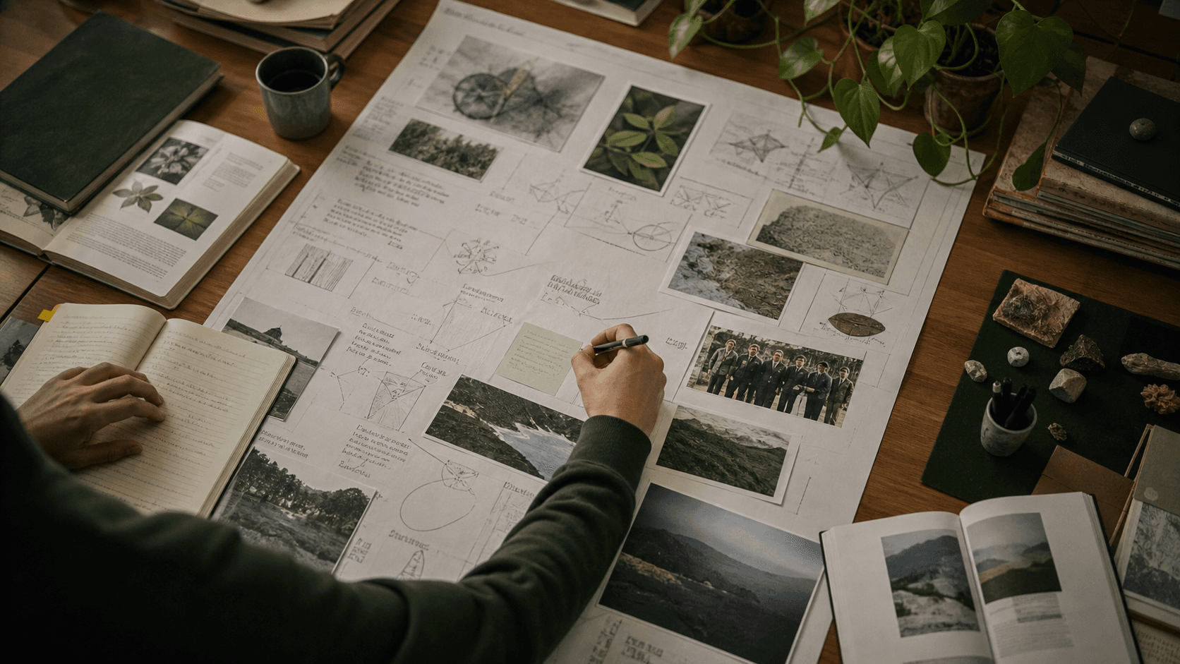 Research landscape notes connecting publications, methods, and active groups.