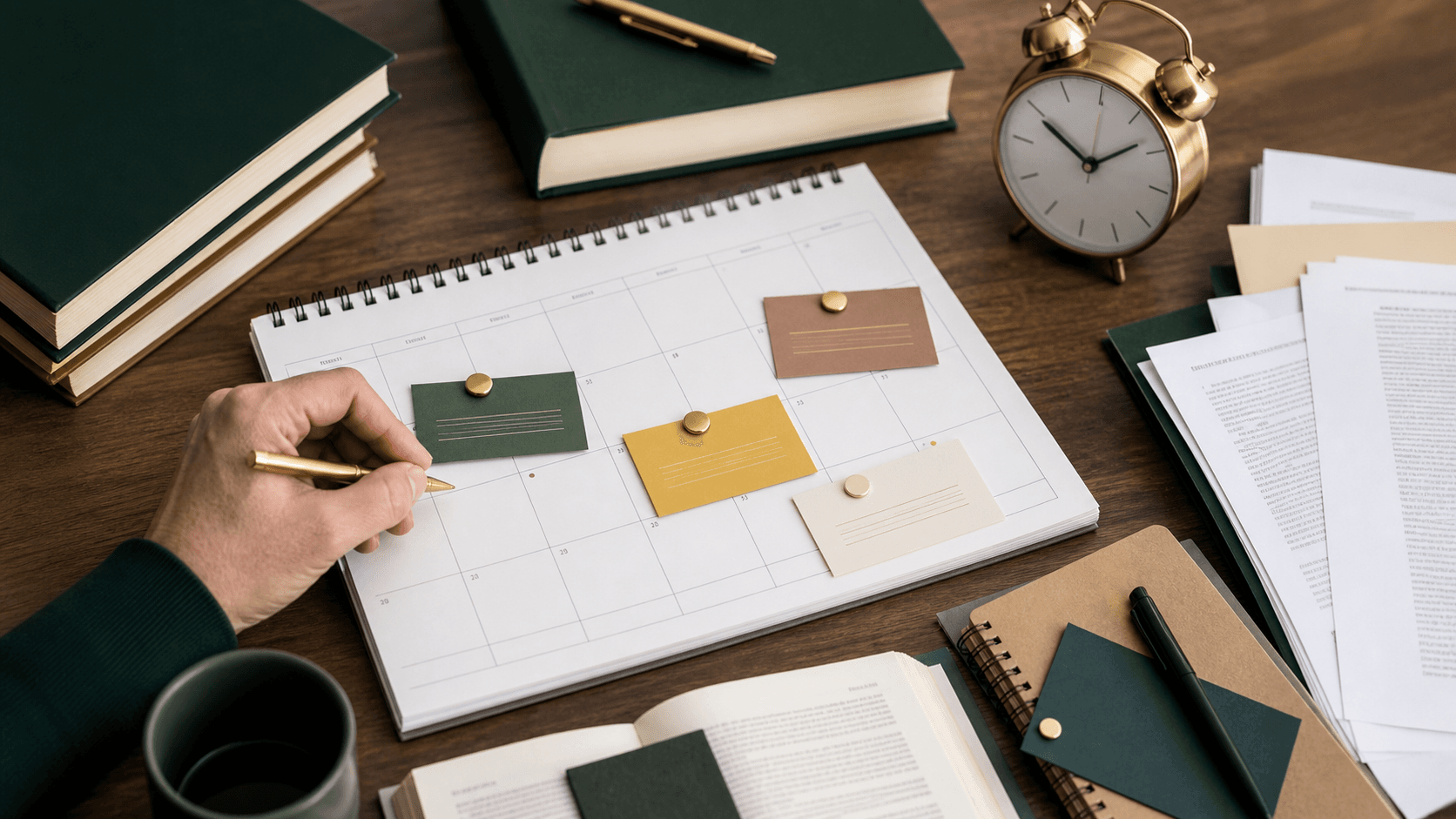 Doctoral funding calendar and application materials arranged for a deadline check.
