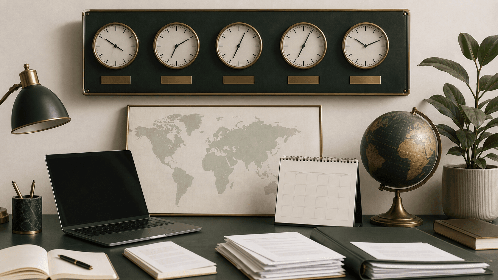 World clock and doctoral application calendar used to check a deadline.